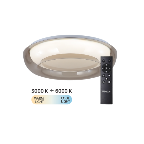 LED димираща ССТ плафониера с дистанционно управление, опушен кварц, max.72W, 3000K-6000К, 220-240V AC, кръг, IP20