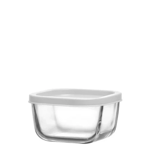 Стъклена кутия с бял капак