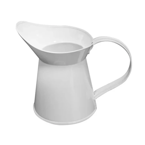 Метална декоративна декоративна кана бяла