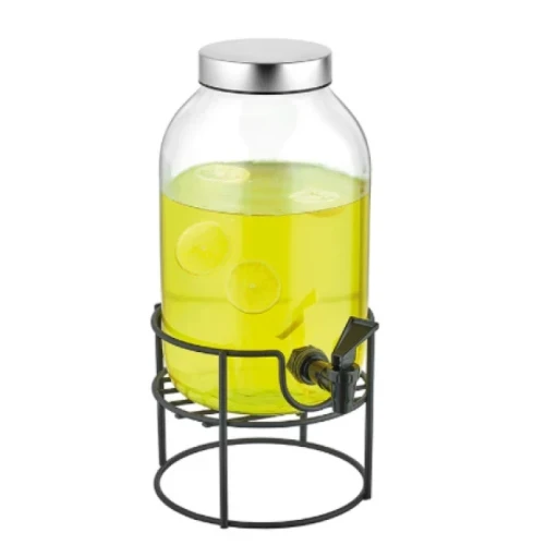 Стъклен буркан с канелка на стойка