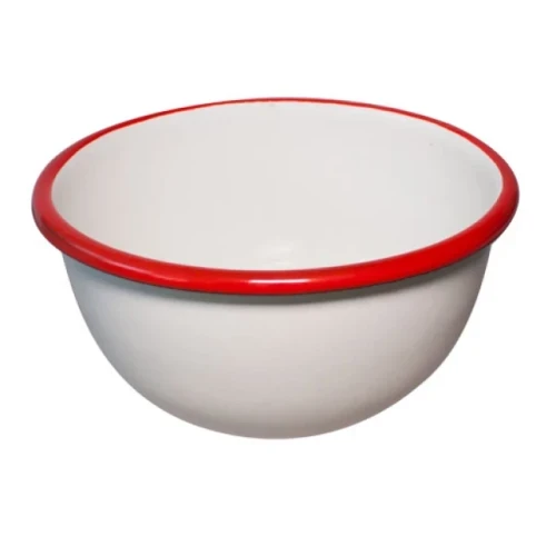 Емайлирана купа ф22см крем/червено