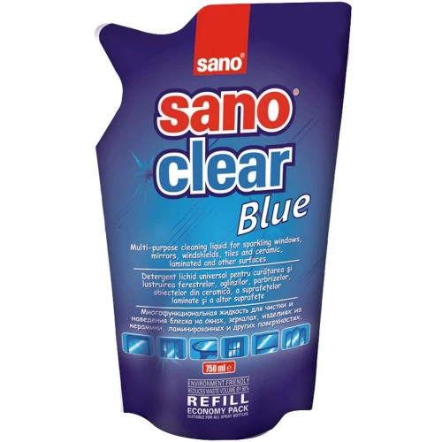 Sano Clear "Blue" - почистващ препарат за прозорци (пълнител)