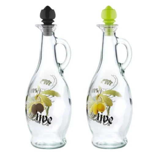 Стъклена бутилка за зехтин с различни декори