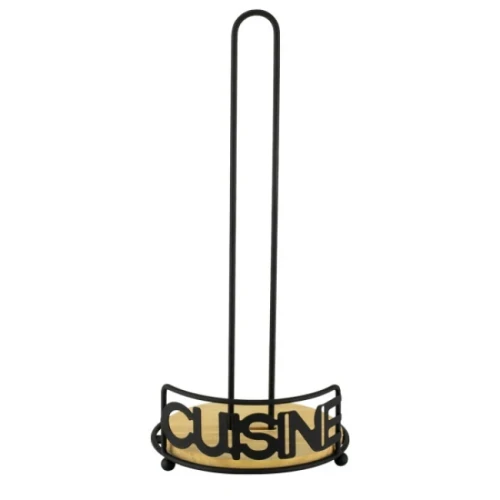 Стойка за домакинска хартия метал/дърво ф15xh34см черна