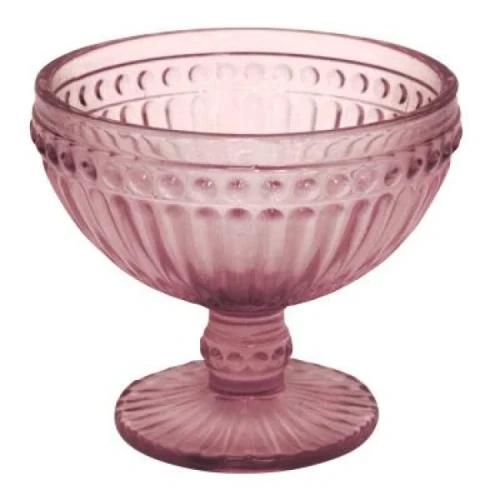 Стъклена чаша на столче за десерти