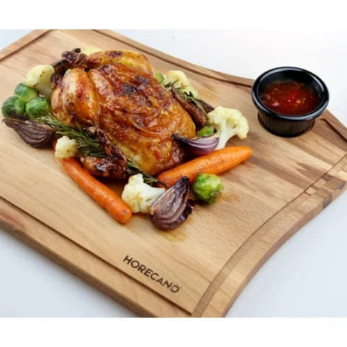 Дървена дъска за сервиране двустранна 36,5х28х1,6см